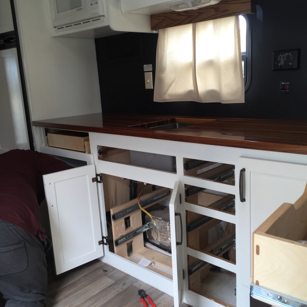rebuilding the kitchen in our travel trailer turned tiny house remodel