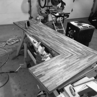 B/W wood Desktop Before Sealing