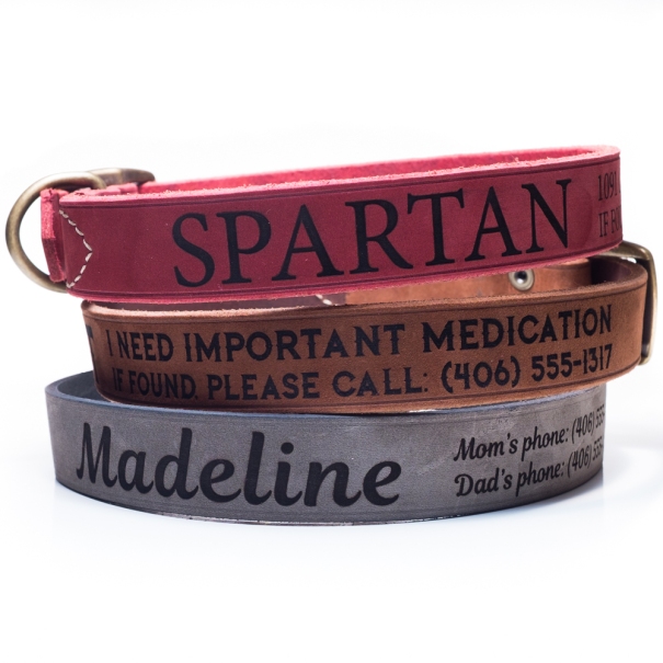 custom personalized leather dog collar by Alder House Market